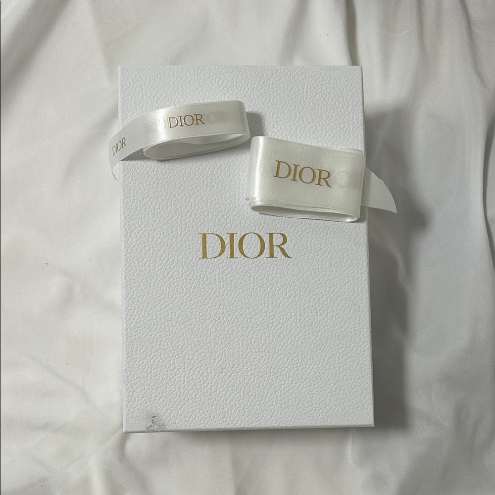 Dior Luxurious White and Gold Box with two different ribbons.